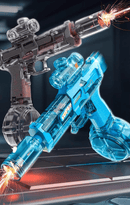 Pistola de Água Elétrica USB TURBO BLASTER 2025 – Disparos Automáticos + Luzes LED + Bateria Recarregável (A Brincadeira Nº1 do Verão!)