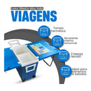 Caixa Térmica Cooler 32l Multifuncional 3 Em 1 Rodinha/mesa Azul