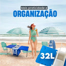 Caixa Térmica Cooler 32l Multifuncional 3 Em 1 Rodinha/mesa Azul