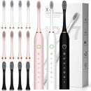 Escova de Dentes Elétrica Sônica Recarregável com 4 Cabeças