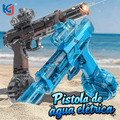 Pistola de Água Elétrica USB TURBO BLASTER 2025 – Disparos Automáticos + Luzes LED + Bateria Recarregável (A Brincadeira Nº1 do Verão!)