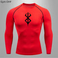 CAMISETA DE COMPRESSÃO MASCULINA ANIME BERSERK - MANGA CURTA PARA TREINOS E ESPORTES