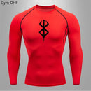 CAMISETA DE COMPRESSÃO MASCULINA ANIME BERSERK - MANGA CURTA PARA TREINOS E ESPORTES