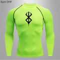 CAMISETA DE COMPRESSÃO MASCULINA ANIME BERSERK - MANGA CURTA PARA TREINOS E ESPORTES