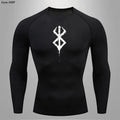 CAMISETA DE COMPRESSÃO MASCULINA ANIME BERSERK - MANGA CURTA PARA TREINOS E ESPORTES
