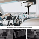 Suporte Universal para Telemóvel no Espelho Retrovisor do Carro – Rotação 360° com Fixação Ultra Segura e Ajustável para Smartphones e GPS