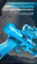 Pistola de Água Elétrica USB TURBO BLASTER 2025 – Disparos Automáticos + Luzes LED + Bateria Recarregável (A Brincadeira Nº1 do Verão!)