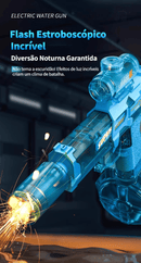 Pistola de Água Elétrica USB TURBO BLASTER 2025 – Disparos Automáticos + Luzes LED + Bateria Recarregável (A Brincadeira Nº1 do Verão!)