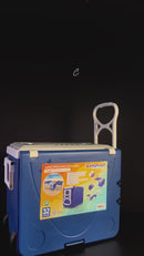 Caixa Térmica Cooler 32l Multifuncional 3 Em 1 Rodinha/mesa Azul